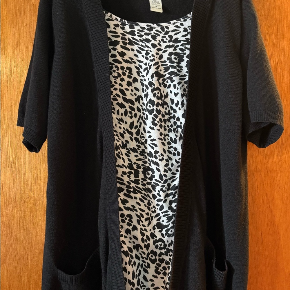 Cathy Daniels Black Short Sleeve Cardigan With Pockets